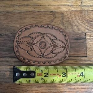 Hand Tooled Vintage Leather Belt Buckle